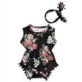 thumbnail image 5 of Douhoow 0-24m Baby Girl Romper Summer Floral Tassel Bodysuit with Headband, 5 of 9