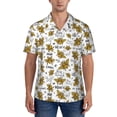 thumbnail image 5 of KLL Men's Hawaiian Shirt Short Sleeve Button Down Beach Shirts-Hohey Bee Golden2, 5 of 6