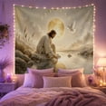 thumbnail image 2 of Moon Stars Long with Hair Beard Dressed Flowing, Mystical Fantasy for Space Lovers, Galaxy Room Decor, Housewarming Gift, Tapestry Wall Hanging for Bedroom and Dorm, 2 of 7