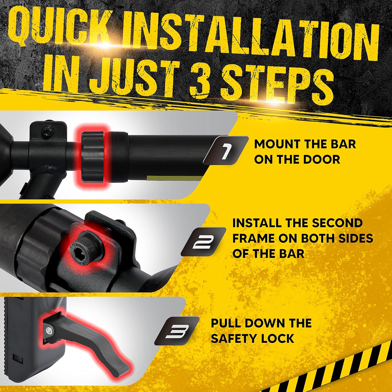 Dual-Security Pull Up Bar for Heavy Duty Upper Body Training with Two-Way Support