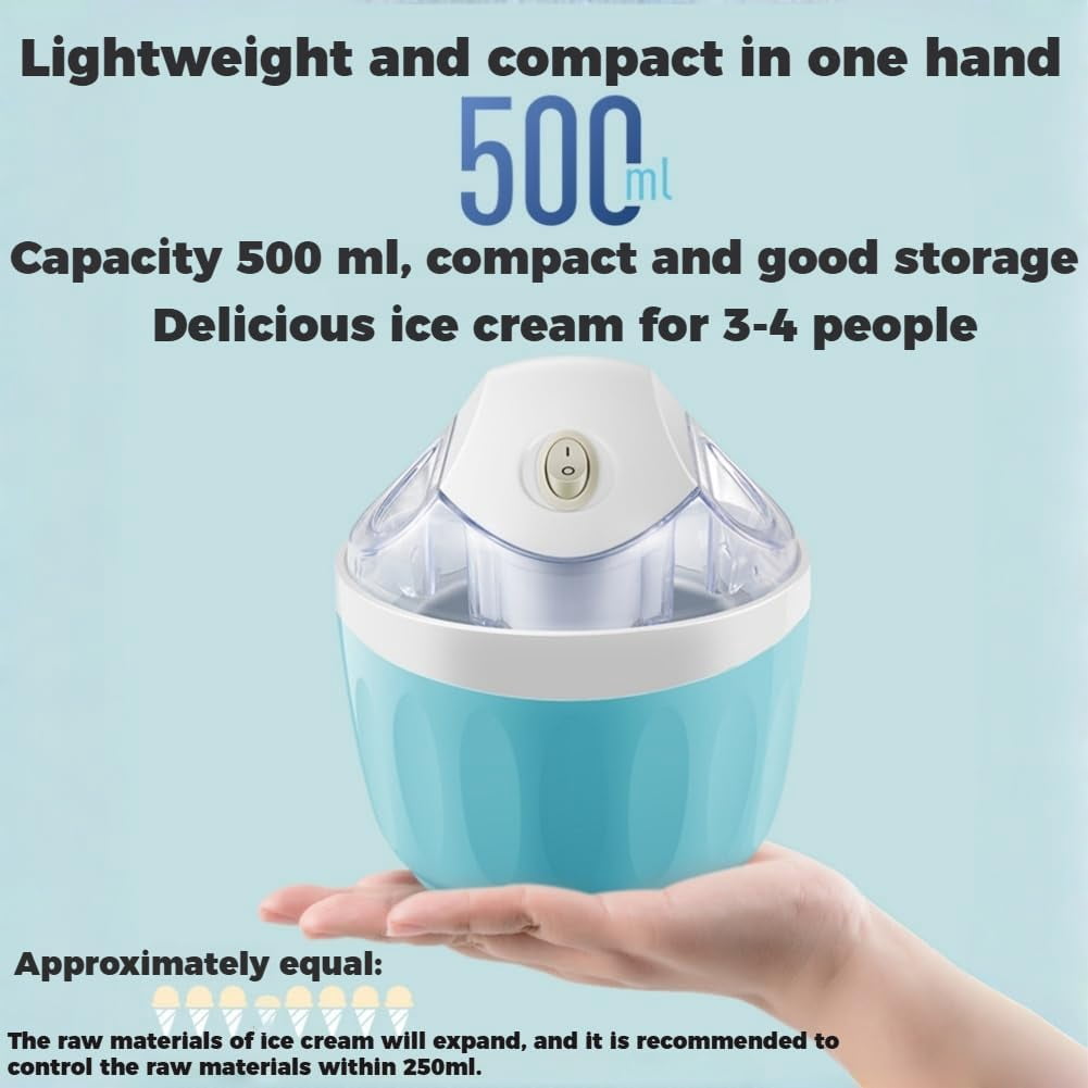 2026 New Small Home Mini Ice Cream Maker, Personal ice cream maker mini, DIY Makes Single Serving of Gelato, Frozen Yogurt with Pre-Freezer Bowl, Easy One-Touch Dessert Maker for Families