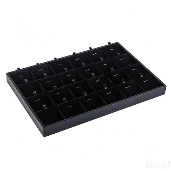 Dpter 24 Grid Velvet Pendant Tray, Black Necklace Display Tray, Stackable Jewelry Storage for Drawer & Showcase - Black