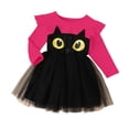 thumbnail image 3 of Vividxx Toddler Girl Halloween Dress Long Sleeve Cartoon Print Mesh Tutu Dress Party Outfit for Kids 12-18 Months, 3 of 9