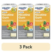 (3 pack) Equate Coated Nicotine Polacrilex Gum 4 mg (nicotine), Fruit Flavor, 20 Count