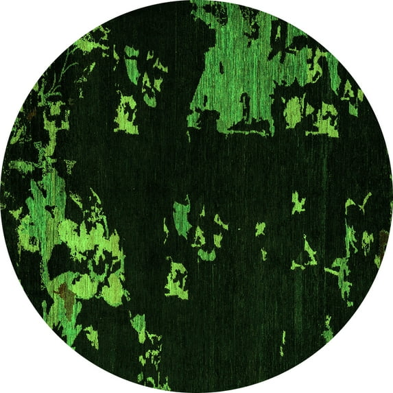 Ahgly Company Indoor Round Abstract Green Modern Area Rugs, 4' Round