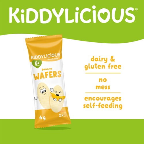 Kiddylicious Banana Maxi Wafers Baby Snacks Multi 10 x 4g, British Import (Pack of 3)