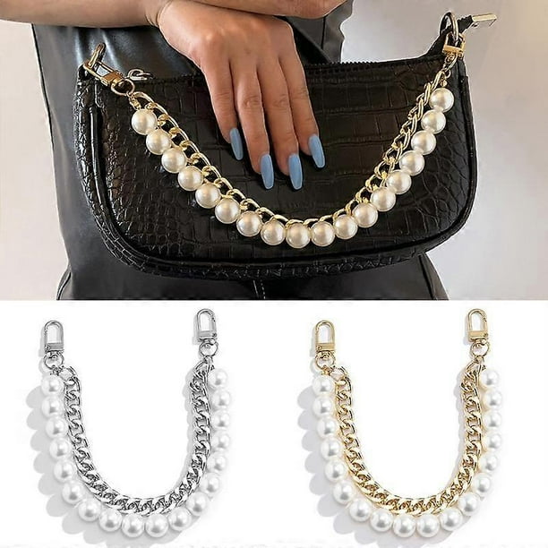 Handbag Chain Aluminum Chain Bag Chain Bag Accessories Imitation Pearl Strap Simplicity Retro Temperament Detachable Replaceable