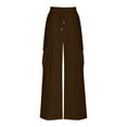 thumbnail image 5 of Qeaghou Cargo Sweatpants for Women Wide Leg High Waist Joggers Pants Drawstring Solid Colors Lounge Yoga Pants with Pockets Cute Sweatpants, 5 of 6