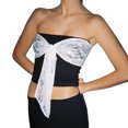 thumbnail image 1 of Top de tubo para mujer, Top de tubo ajustado con lazo de encaje fruncido sin mangas de verano para mujer, 1 of 6