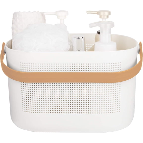 Plastic Storage Baskets with Handles – Shower Caddy Shelf Organizer for Bathroom, Kitchen, Dorm Room – Yellow (Multi-Pack)