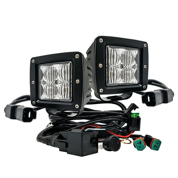 OZ-USA 3" High Intensity LED Pod Ditch Lights Flood Beam with Plug and Play Wire Harness for Off-road Truck UTV Motorcycle Boat