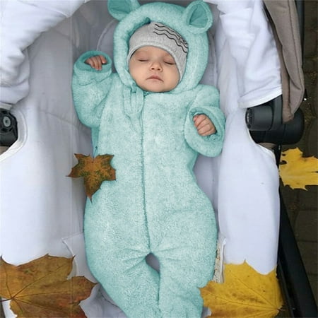 

Hunpta Infant Fleece Coat Ears Romper Jumpsuit Boy Bear Hooded Girl Footed Baby Boys Romper&Jumpsuit