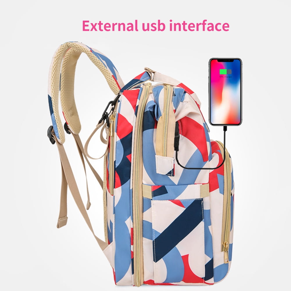 QWLWBU Diaper Bag Backpack, 6 in 1 Large Diaper Bag with Changing Station for Boys Girl, Waterproof Baby Diaper Bags for Travel with Insulated Milk Bottle Pocket