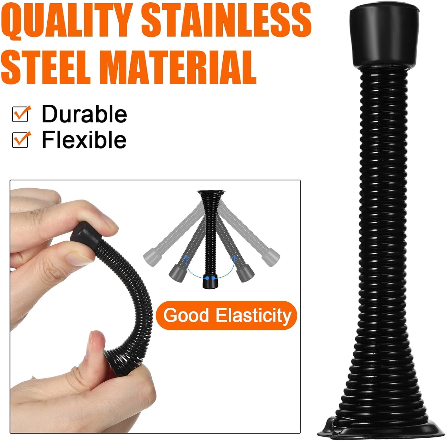 36 Pieces Spring Door Stopper with Rubber Bumper Flexible Spring Heavy Duty Wall Door Stop for Home Offices Schools(Matte Black)