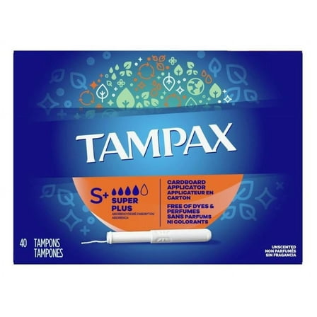 Tampax Tampons Super Plus 40 Count Unscented (Pack of 2)