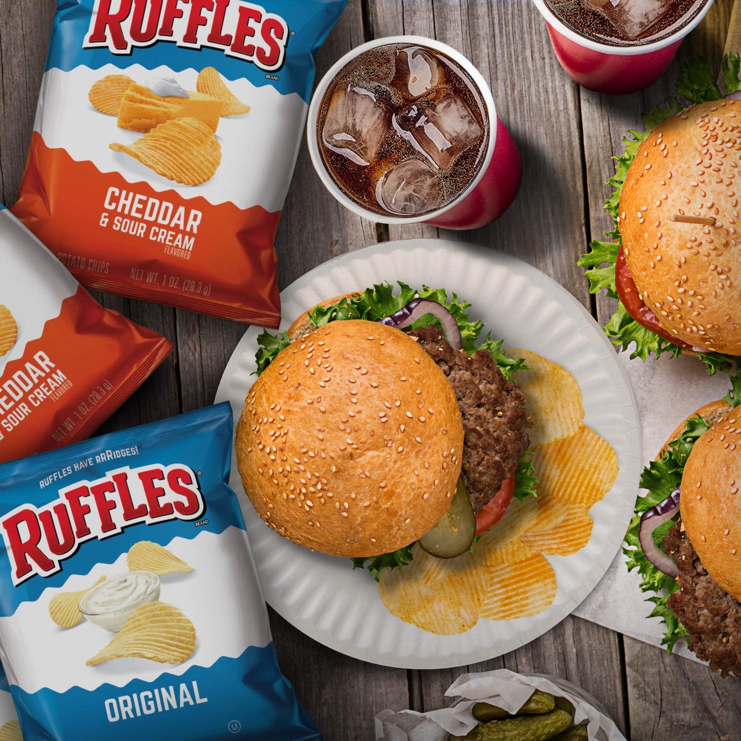 Ruffles Original Flavor Potato Snack Chips,Party Size, 13 oz Bag
