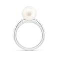 thumbnail image 2 of Angara Freshwater Cultured Pearl Ring with Flush-Set Diamonds in 14K White Gold for Women | June Birthstone Jewelry for Her, 2 of 8