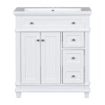 thumbnail image 2 of 30" Bathroom Vanity With Sink, Solid Wood Bathroom Cabinet With Resin Sink, Modern Free Standing Storage Cabinet With 2 Drawers, 2 Doors, 2 of 9