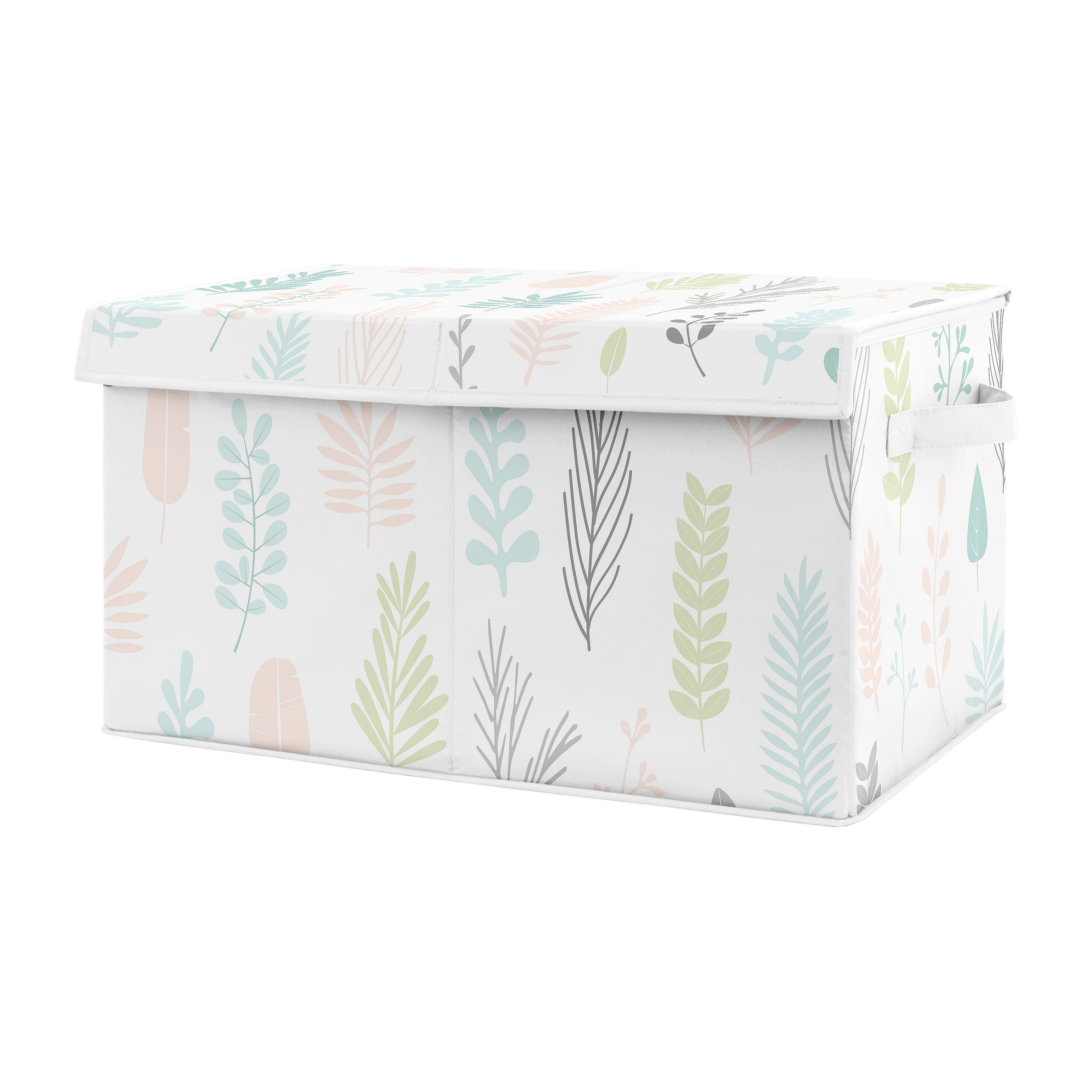 Turquoise Coral Boho Feather Baby Girl Nursery Fabric Toy Bin Storage Box Chest 