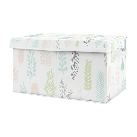 UPC: 0846480087816 | Sweet Jojo Designs Pink Tropical Leaf Girl Small Fabric Toy Bin Storage Box Chest For Baby Nursery or Kids Room – Blush  Turquoise  Grey and Green Botanical Rainforest Jungle for the Sloth Collection