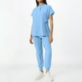 thumbnail image 2 of Mlqidk Light Blue Scrubs Sets for Women Comfortable Medical Scrub Set Crew Neck Top & Jogger Pant with Pockets Nurse Uniform Light Blue M, 2 of 5