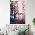 thumbnail image 4 of Forest Tapestry, Autumn Season Mystic Foggy Fall Nature and Enchanted Woods Wild Trees Print, Wall Hanging for Bedroom Living Room Dorm Decor, 40W X 60L Inches, Red Gray and Brown, by Ambesonne, 4 of 5