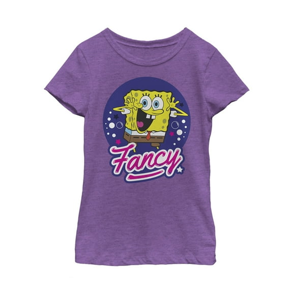 Girl's SpongeBob SquarePants Fancy Jazz Hands Graphic Tee Purple Berry Small