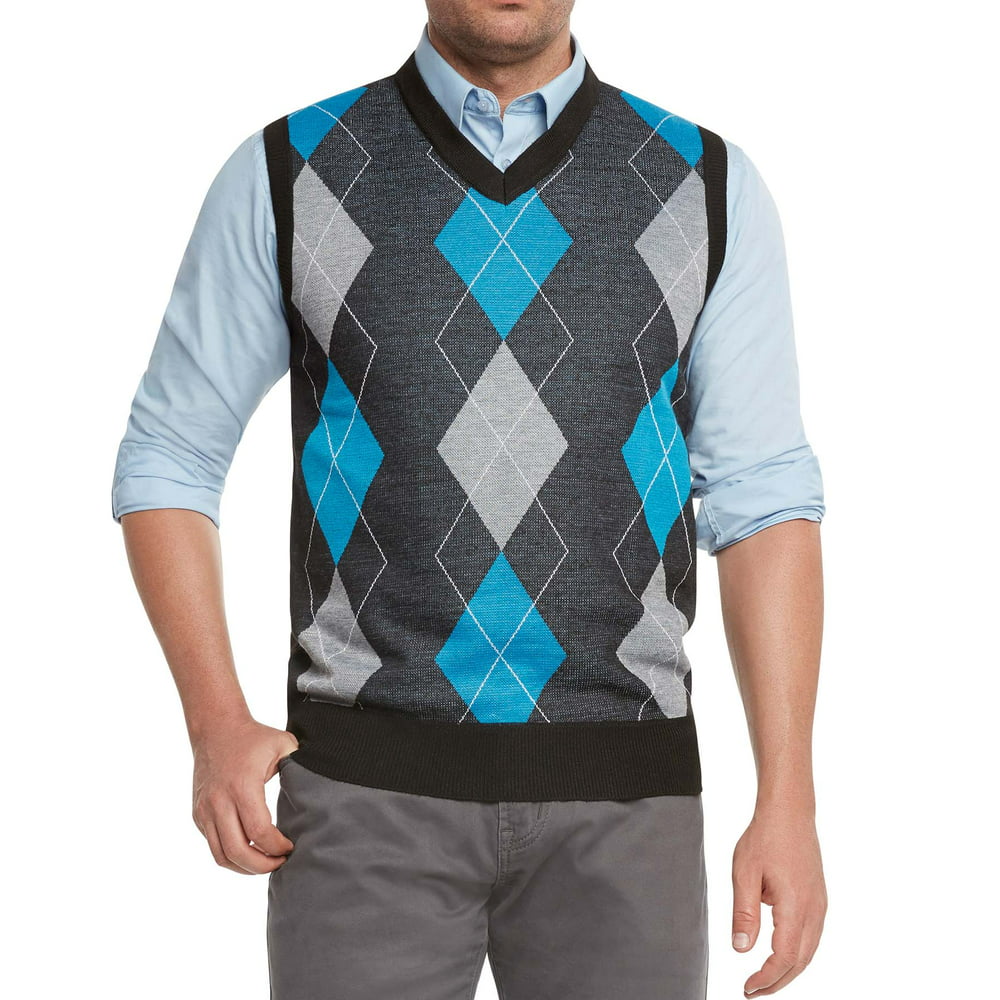 True Rock - True Rock Men's Argyle V-Neck Sweater Vest (Black/Blue/Gray ...