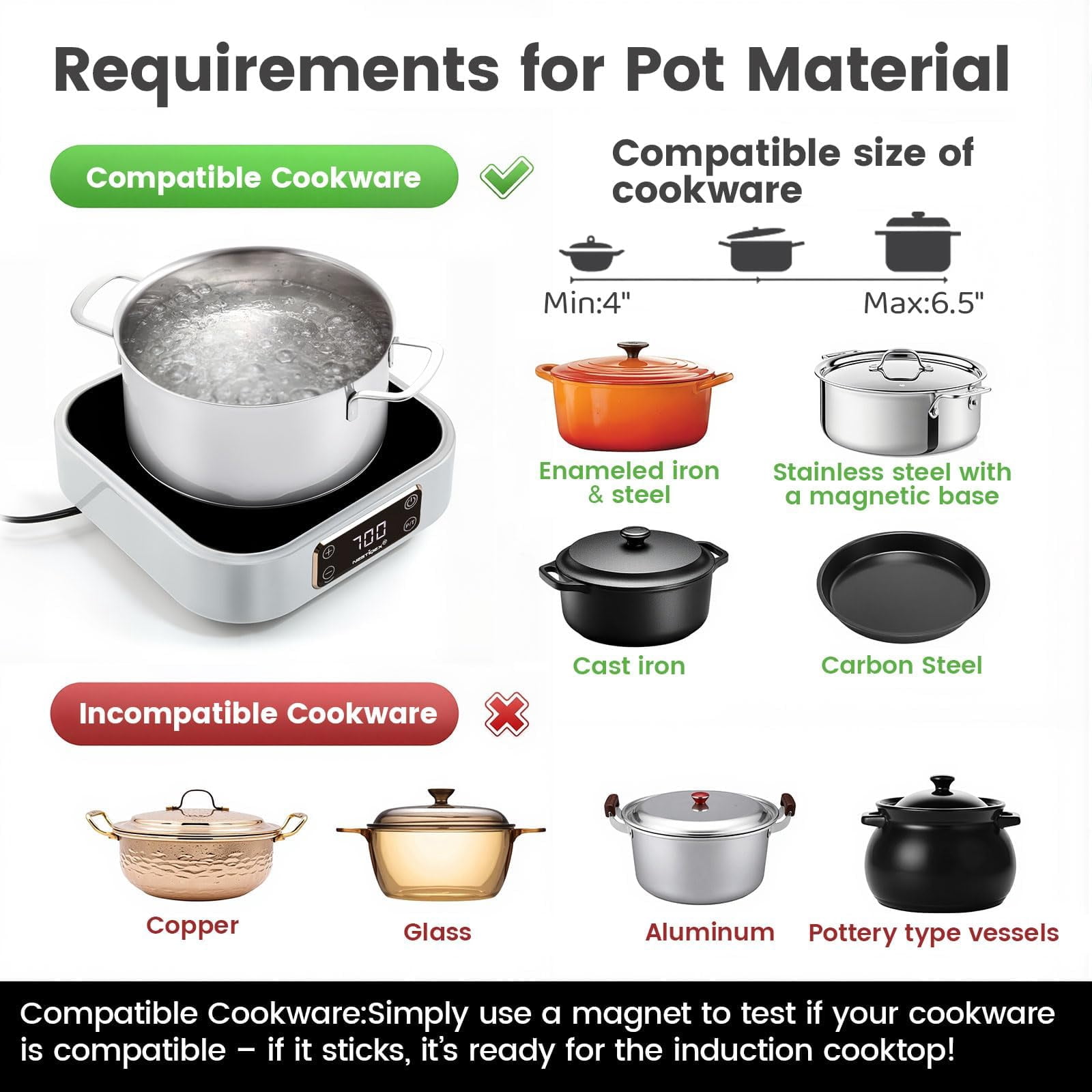 Abangdun 700W 120V Mini Induction Cooktop with Stainless Steel Moka Pot 4 Cup (5.7 Oz)– Stovetop Espresso Maker Set, Espresso Stove Top Coffee Maker for RV, Travel, Small Kitchen Electric Stove