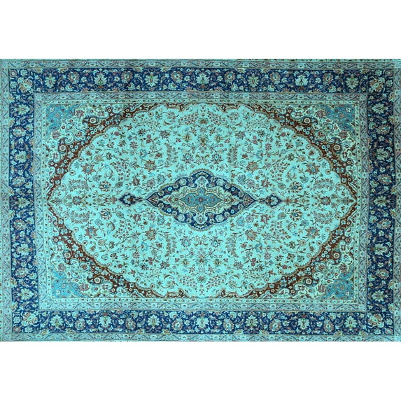 Ahgly Company Indoor Rectangle Medallion Light Blue Traditional Area Rugs, 2' x 3'