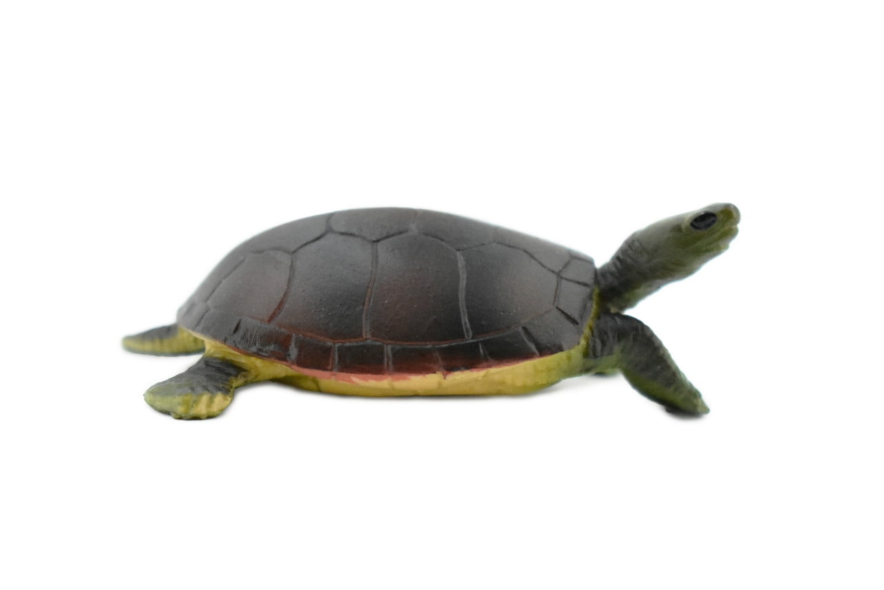 Turtle, Yellow Pond Turtle, Rubber Reptile, Realistic Toy Figure, Model,  Replica, Kids, Hand Painted, Educational, Gift, 2 1/2