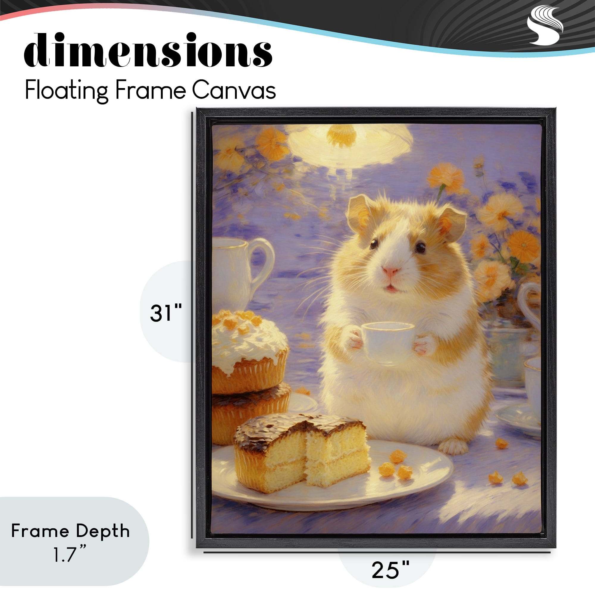 Stupell Industries Hamster Tea Party with Cake Black Framed Floater Canvas Wall Art, design by Angie Hawke