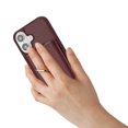 thumbnail image 5 of Wallet Phone Case Compatible with iPhone 16 Plus,With 360° Rotatable Finger Ring Holder Kickstand,Card Slots,PU Leather Shockproof Anti-fall Heavy Duty Rugged Phone Case,Winered, 5 of 12