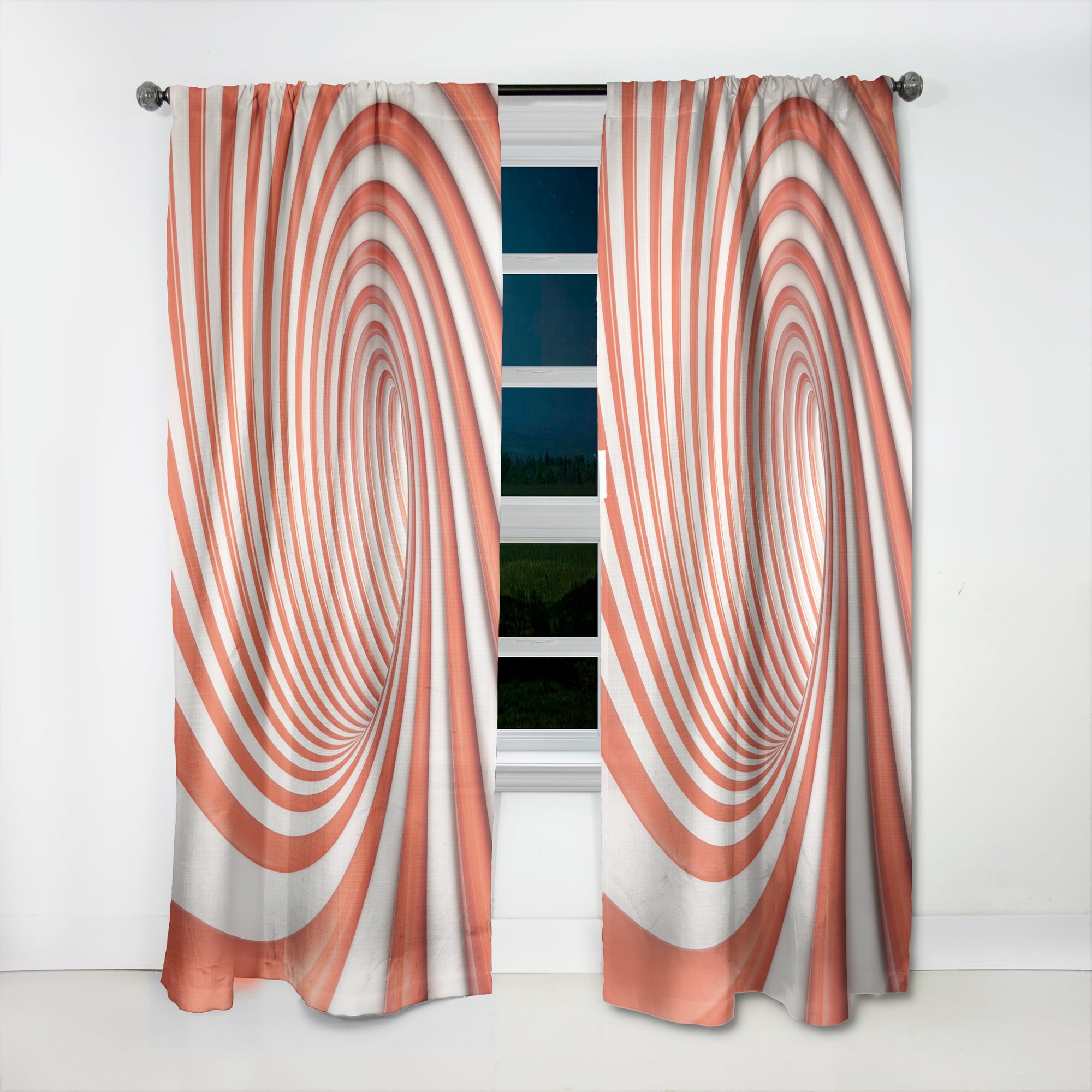 Designart 'Orange and White Spiral' Modern & Contemporary Curtain Panel