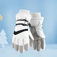 thumbnail image 2 of HCNTES Children Boys Girls Kids Ski Gloves Winter Snow Gloves Waterproof Winter Warm Glove for Kids Snowboarding Sledding(E-White,8-12 Years), 2 of 9