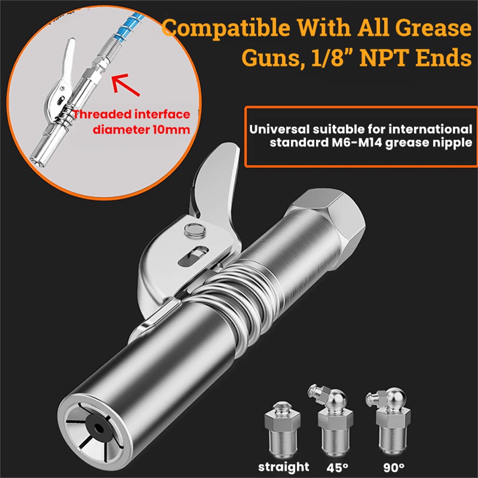 Cadorn Locking Plier - Type Grease Nozzle - Heavy - Duty Grease Gun Tip for Precision Lubrication
