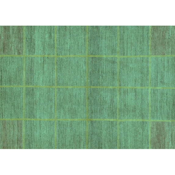 Ahgly Company Indoor Rectangle Abstract Turquoise Blue Modern Area Rugs, 2' x 5'