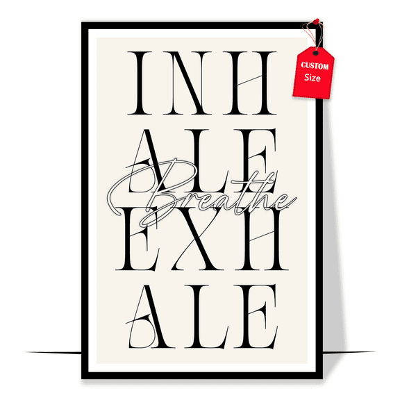 LOLUIS Inhale Exhale Wall Art, Mental Health Poster, Therapy Office Wall Art, Therapist Decor for Office, Meditation Print (Unframed 11"x17")
