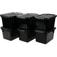 thumbnail image 1 of Tyminin 6-Pack Plastic Storage Boxes, Storage Bin Container with Lid/Secure Latching Buckles, Black, 6 L, 1 of 7