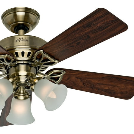 Hunter Fan 42 Traditional Antique Brass Ceiling Fan With 3 Light