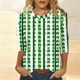 thumbnail image 4 of Elvqul T-Shirts à Col Rond pour Femmes, Manches 3/4, Grande Taille, Imprimé, Mode, Fête, pour la Saint-Patrick, 4 of 7