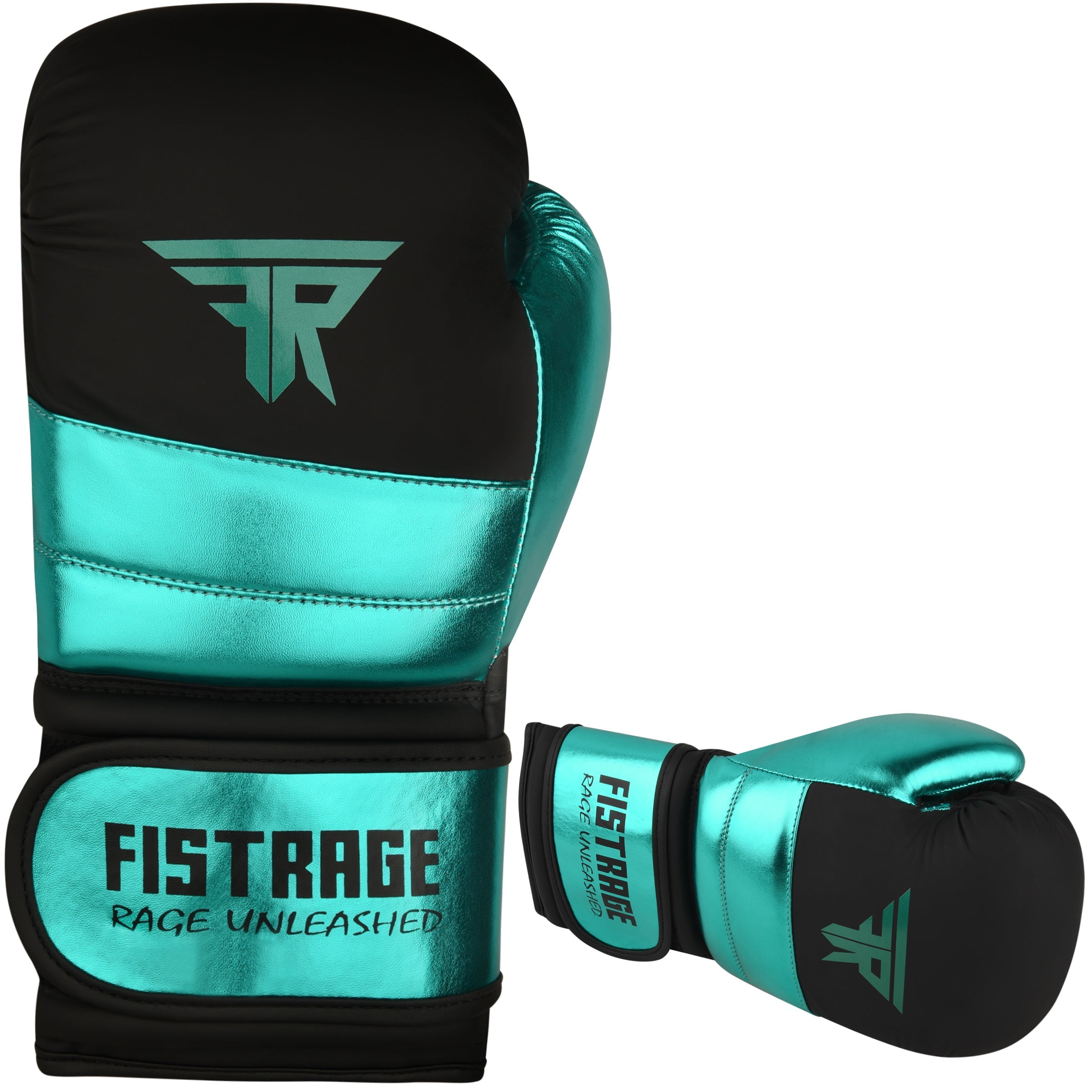 BULGING DERMIS Metallic Leather Boxing Gloves - Green Black