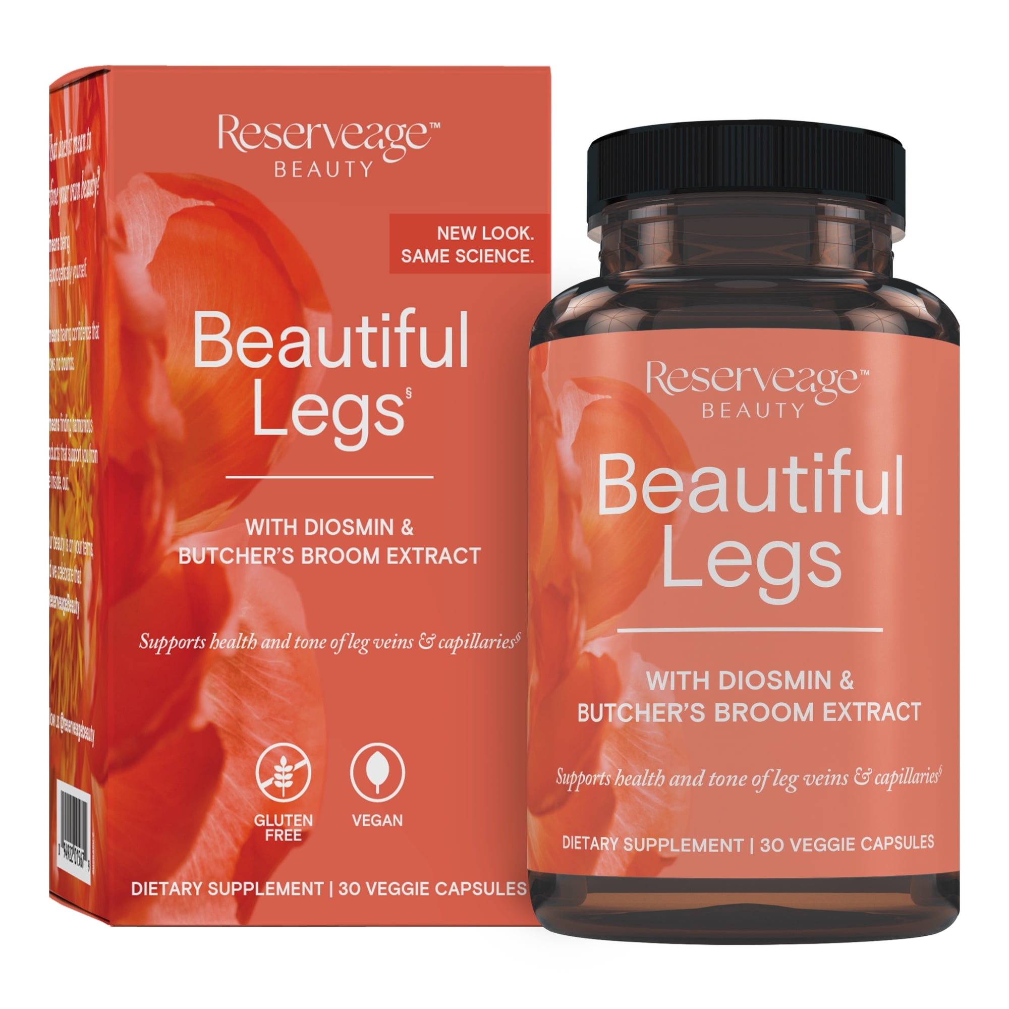 Reserveage, Beautiful Legs, Skin Care Supplement for Smooth, Healthy Veins, Helps Reduce Spider Veins, Vegan, 30 capsules (30 servings)