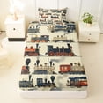 thumbnail image 3 of Castle Fairy Vintage Classic Antique Steam Train Twin Sheet Sets 3pcs for Boys, Retro Locomotive Bedding for Bedroom, Navy Red, 3 of 6