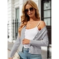 thumbnail image 4 of Women'S Long Sleeve V-Neck Button Down Cardigan Knit Shrugs Sweater Grey XL, 4 of 7