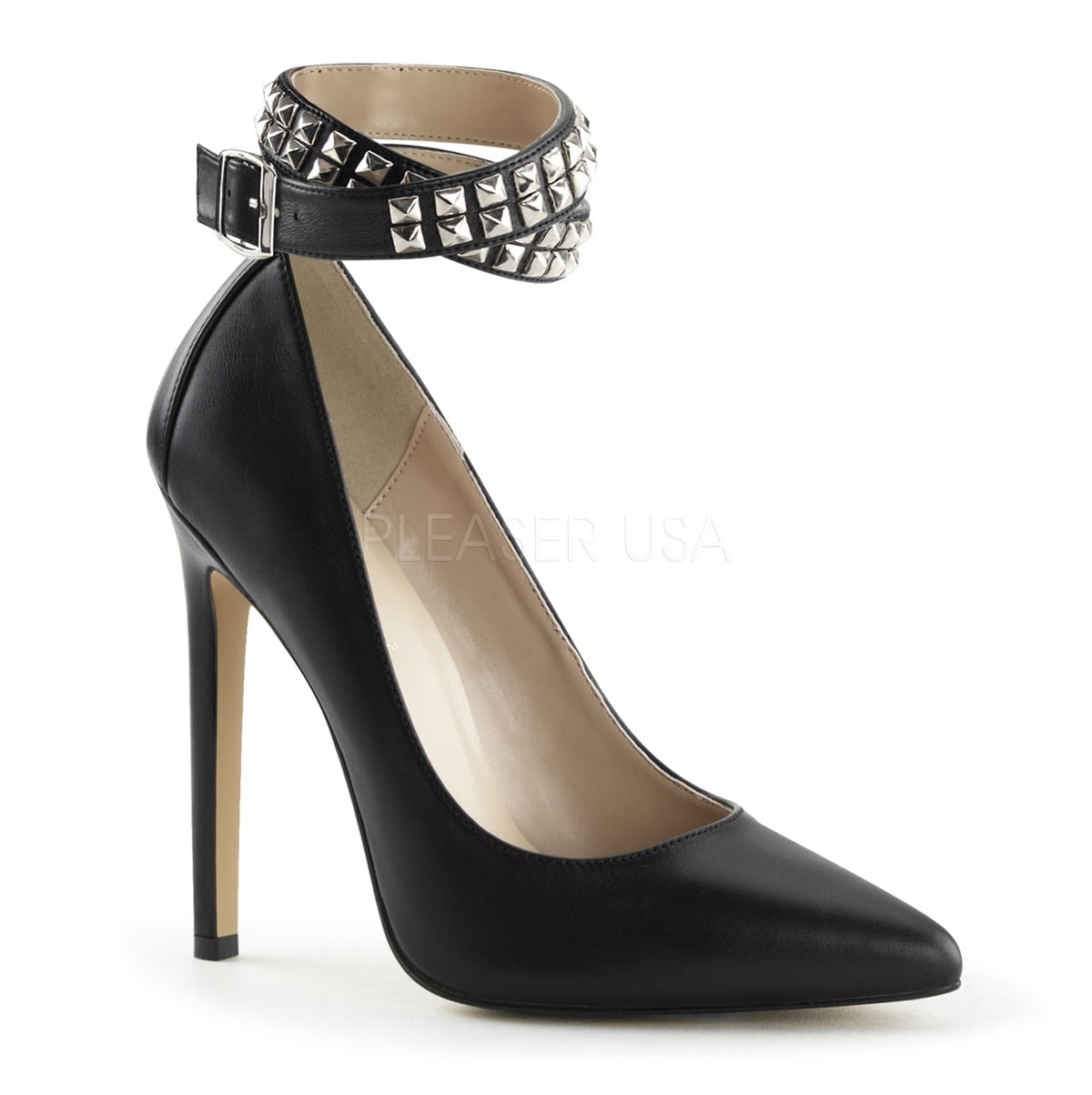 SEXY24, 5 Inch Heel Studded Ankle Wrap Pump Shoes
