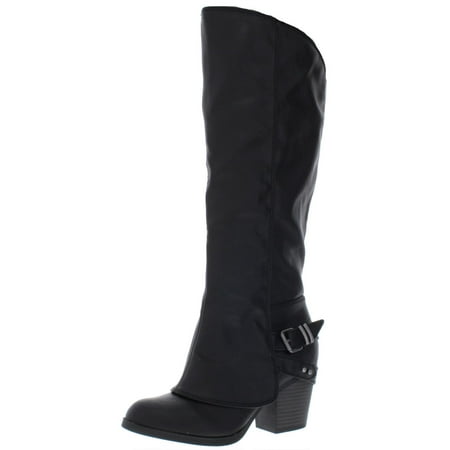 

American Rag Womens Emilee Faux Leather Riding Boots Black 8.5 Medium (B M)