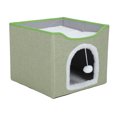 thumbnail image 1 of Foldable Cat House, Soft Comfortable Double Layer Collapsible Pet Cave Bed with Top Railing, Easy to Clean Cat Scratcher House for Indoors, Bedside Table or Desk, 42 X 42 X 35cm, 1 of 8
