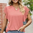 thumbnail image 4 of WIZUTIZ Plus Size Tops for Women up to 30% Off Trendy Work Out Plus Size Shirts Short Sleeve Ultra Soft Ladies Tshirt Lightweight Solid Fluffy Tshirts Retro Plus T-shirt Cozy Style V-Neck Blouse Pi, 4 of 6