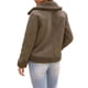 thumbnail image 3 of Abrigo de invierno de piel sintética para mujeres, cálido, grueso, forrado de piel, chaqueta de cuero sintético XL marrón oscuro, 3 of 6